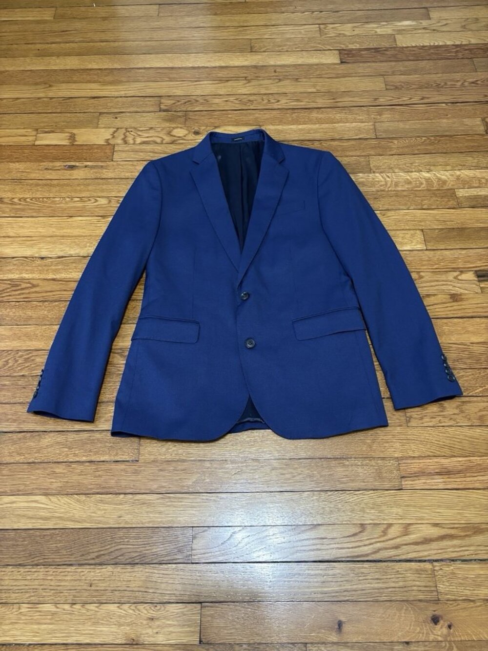 JF J. Ferrar Men's Blazer Jacket Size 40R Blue Solid Stretch Slim Fit Sport Coat